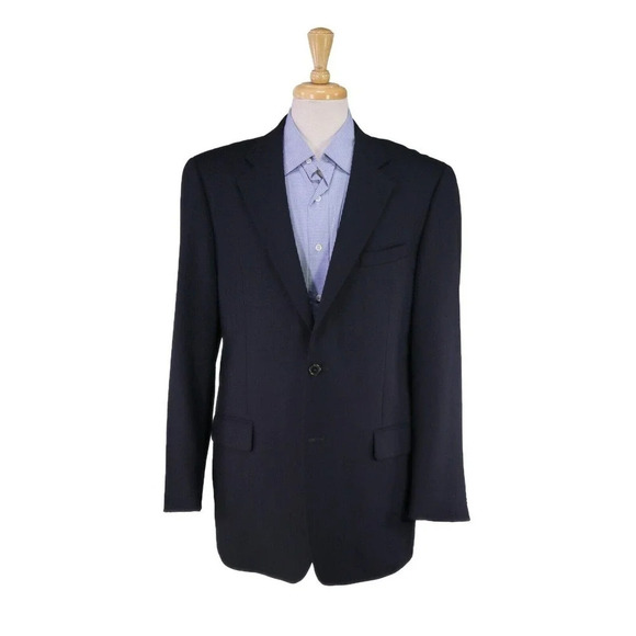 Joseph Abboud Recent Solid Navy Blue Woven 2-Btn Wool Sportcoat Blazer 42L - Picture 1 of 9